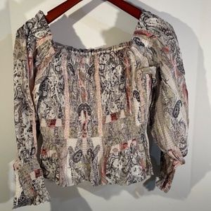 All Saints Lara Makutu Off-The-Shoulder Top Multicolor/Soft Pink Size 12 - NWT